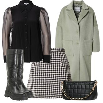Outfit mit Schwarz Bluse Claire "Winterlicher Look"