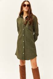Women's Khaki Stash Shirt Dress