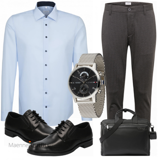 Outfit mit Weiß/Grau Hemd/Bügelfreies Hemd Seidensticker "Business Outfit"