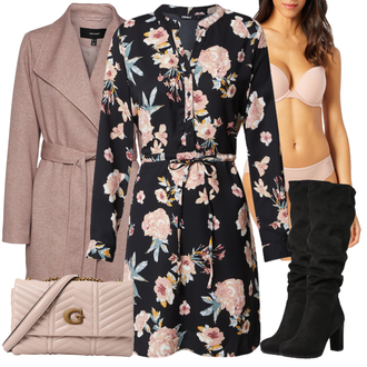 Kratka Outfit sa Pink/Crvena/Smeđa/Narandžasta/Ljubičasta Haljina Veći Broj/Tunika Only "Jesenski outfiti"