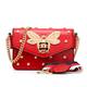 SHRJJ 2018 Sommer Mini Schnalle Handtaschen Leder Gesteppt Kette Tasche Bienen Und Perlen Mode Schulter Umhängetasche Baby Wickeltasche Mama Tasche Rot-21 * 8 * 15cm