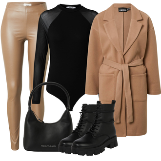 Outfit mit Braun/Beige Oversize Mantel/Wollmantel/Midi Mantel/Wintermantel Wollmantel/Kaschmir Mantel Pieces "Modischer Look für den Herbst"