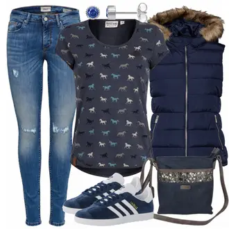 Gazelle Outfit mit Grau Sneaker Adidas Originals "BluePony"