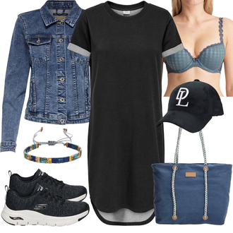 Outfit met Jerseykleedje/Sheath Jurk/T-Shirt Jurk/Tuniek Jurk JdY "Vrijetijds look"