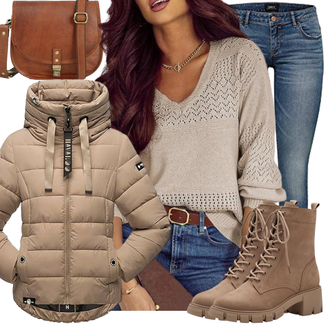 Outfit mit Braun/Grau/Beige SchnürStiefelette/SpringerStiefel Tamaris "Perfekt für den Winter"