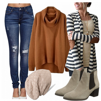 Warme Outfit mit Beige/Braun/Lila/Khaki/Weiß Hut Ohrenwärmer/Kopfbedeckung/Winter Mütze/Mütze styleBREAKER "Mackenzie"