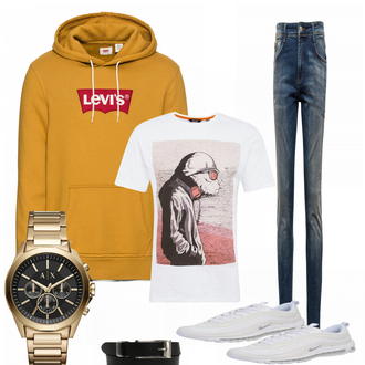 Outfit mit Weiß Uhr Armani Exchange "Musty"