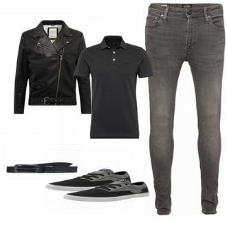 Outfit mit Grau Sneaker Volcom "Jack and Jones Black"