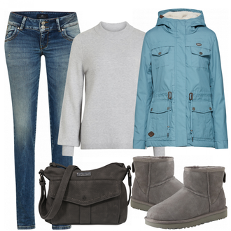 Outfit mit Grau Stiefel UGG "Girly"