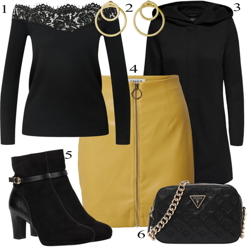 Comment poter Beige/Doré Bijou Pendent d'Oreille/Créole/Clip d'Oreille Pilgrim avec Noir/Marron/Violet Tricot Grande Taille/Robe Grande Taille/Chemisier Grande Taille/Chemise & Top Grande Taille About You