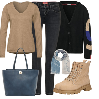 Outfit mit Beige Stiefel VERO MODA "Winterlicher Look"
