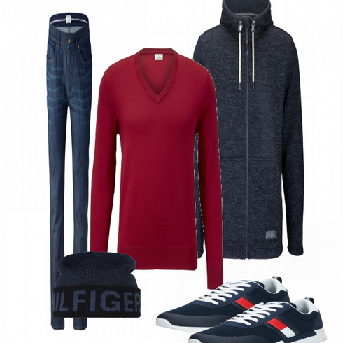 Blau Schuh Sneaker Tommy Jeans kombinieren