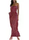 HAPPY SAILED Damen Trägerlos Böhmen Blumenmuster Strandkleid maxikleid Schulterfrei Lang Kleid Mit Tasche S-XL