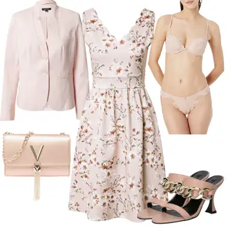 Geblümt Outfit mit Rosa/Lila/Weiß/Braun Kleid Große Größe/A-Linien Kleid/Lässiges Kleid/Baumwollkleid/Kleid mit Tasche/Bedrucktes Kleid/Kleid Standesamt-gast/Ärmelloses Kleid/Sommerkleid About You "Sommerliches Abend Outfit"