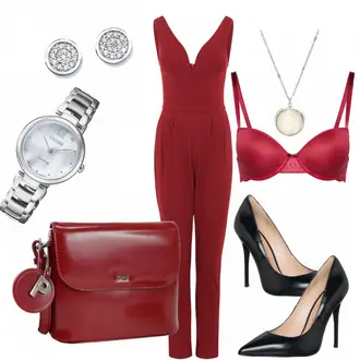 Outfit mit Rot Jumpsuit Wal g. "eveninglook"