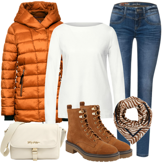 Outfit mit Braun Schuh Stiefel river island "Outfit für den Winter"