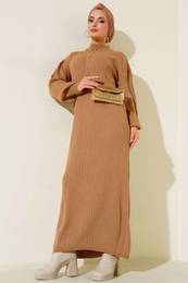 15900 Hijab Knitwear Dress - Tan
