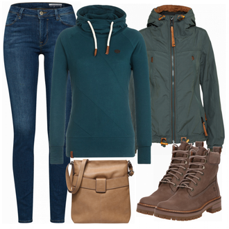Outfit mit Braun Stiefel Timberland "naketanolook"