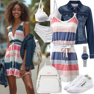 Tennis Outfits 80s met blauw/Zilver/Lichtblauw Kettinghorloge/Horloge gereedschap/Polshorloge Citizen "Mooie lentekleding"Look: Retro, 80s, Gek, Iers, Babydoll, Elegant, Met transparantie