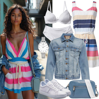 Tenues de festival avec Beige/Kaki/Blanc/Vert Robe de Plage/Robe Casual/Robe en Jersey/Robe à Bretelle/Robe d'Été About You "Belle tenue de printemps"
