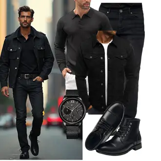 Winter Outfit mit Schwarz Schnürschuh/Vintage Stiefelette/Leder Stiefelette/Lederschuh/Gefütterte Stiefelette/Flache Stiefelette/Springerstiefel/Klassischer Stiefel/Schnürstiefelette SL-Saint "Freizeit Outfit"