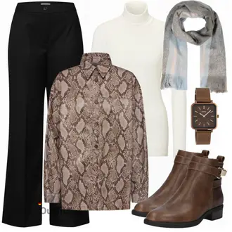 80er Outfit mit Braun/Dunkelbraun/Beige Klassischer Stiefel/Cowboystiefel/Gefütterte Stiefelette/Vintage Stiefel/Rahmengenähter Schuh/Leder Stiefelette/Lederjacke/Vintage Stiefelette/Reitstiefel/Chelsea Boot About You "Longsleeve"Look: Uni, Western, Country Styl, Cowgirl, Schön, Duckfeet, 80er