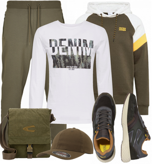 Outfit mit Grau Leder Sneaker/Sneaker Camel Active "Alltags Outfit"