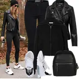 Blaue und Schwarze Lederjacken Outfits image
