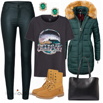 Outfit mit Braun SchnürStiefelette Timberland "Agnes"
