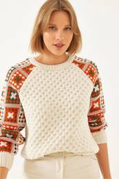 Women's Sleeve Patterned Knitwear Sweater