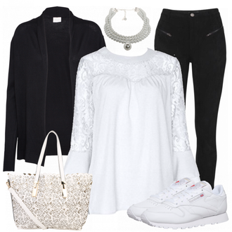 Langarm Outfit mit Weiß/Rosa SchlupfBluse/Bluse/LangarmBluse/Offene Bluse/Lederjacke/Bluse Oberteil/3/4 Bluse/Spitzentunika/SpitzenBluse BAINASIQI "Perle"