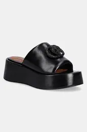 Usnjeni natikai Chelsea Flatform Mule Dr enski, rna barva, 3940900109