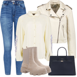 bruin Lang Leren Jassen Outfits voor Dames image