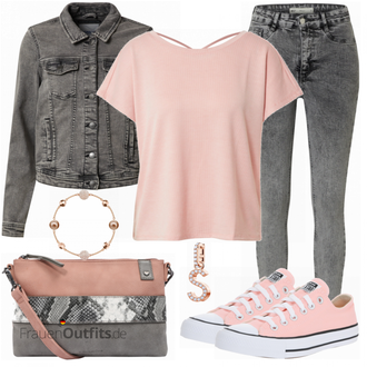 Outfit mit Grau/Dunkelgrau/Hellgrau/Braun Mantel/Jeansjacke/Kurze Jeansjacke/Vintage Jacke/Cordjacke Only "Praktischer Look"