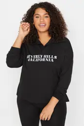 Curve Black Printed Knitted Thin Sweatshirt