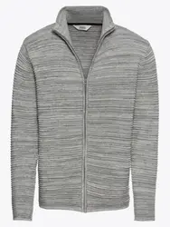 !Solid Strickjacke ''''Knit - Struan Zip'''' graumeliert