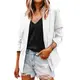 Kwatieh Damen Casual Pocket Office Blazer drapiert Front Cardigan Jacke Work Suit Mantel mittellang Rot, weiß, XXL