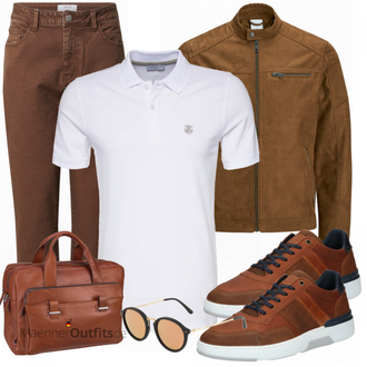Outfit mit Rot Lederjacke Jack & Jones "Freizeit Outfit"