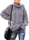 Chase Secret Damen Rollkragenpullover mit Wasserfallausschnitt, einfarbig, weich, bequem, Zopfmuster, S-2XL, A Grey, Mittel