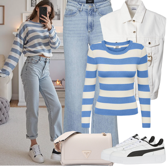 Knielang Outfit mit Weiß/Schwarz Leder Sneaker/Chunky Sneaker/Sneaker Low/Plateau-Sneaker Puma "Frühling outfit"