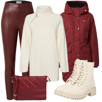 Boja Outfit sa Bež/Krem/Kaki/Bijela Čizmica Gležnjača na Vezanje/Borbena Čizma/Klasična čizmica About You "Odličan za slobodno vrijeme"Look: Boja, Bad Taste, moderne, Vanjski, cool, Stil, Egirl