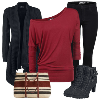 Freizeit Outfits Kate mit Schwarz Lederjacke/Biker Jeans/High Waist Jeans/Jeans mit Schlitz/Push up Jeans/Slim Fit Jeans/Cuir Chaussures/Thermojeans/Winterjacke Only "Freizeit Outfit"