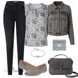 Outfit mit Grau/Dunkelgrau/Hellgrau/Braun Mantel/Jeansjacke/Kurze Jeansjacke/Vintage Jacke/Cordjacke Only "Street Style Outfit"