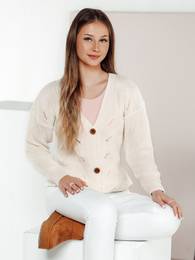 Sweter damski rozpinany KNITVIA ecru