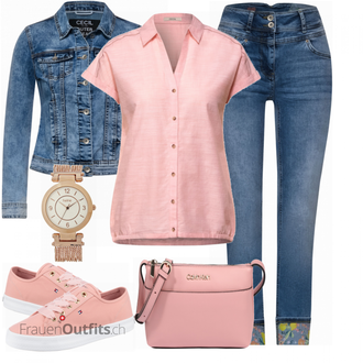 Outfit mit Rosa/Beige/Blau Sneaker Tommy Hilfiger "Perfekt für die Freizeit"