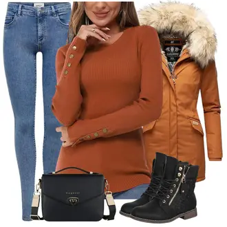Winter Outfits Jeans mit Schwarz MotorradStiefel/Winter Stiefel/SpringerStiefel/Gefütterte Stiefelette/SchnürStiefelette/Biker Boot/Winterschuh/Flache Stiefelette/Winter Stiefelette/Stiefel Mit Reißverschluss Elara "Perfekt für den Winter"