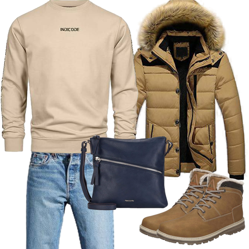 Khaki/Braun/Beige Trekkingstiefel/Schnürstiefel/Wasserdichter Stiefel/Herren Lederschuhe/Wattierte Stiefel/Winter Stiefel/Klassischer Stiefel/Winter Sneaker/Gefütterte Stiefelette/Winter Stiefelette Mishansha kombinieren