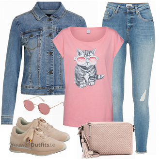 Outfit met beige Sneaker Tamaris "Kleurrijke lente outfit"