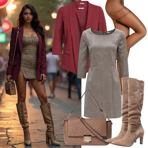 Braun/Beige Kniehoher Stiefel/Weitschaftstiefel/Stiefel Mit Reißverschluss/Klassischer Stiefel/Spitzer Stiefel/High Heels Stiefel/Langer Stiefel Tamaris kombinieren