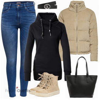 Outfit mit Beige Stiefel Gabor "Bequemer Alltagslook"